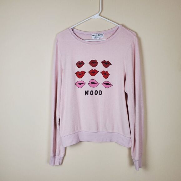 Wildfox Moody Lips Blush Pink Lounge Shirt Size Small - Picture 1 of 7